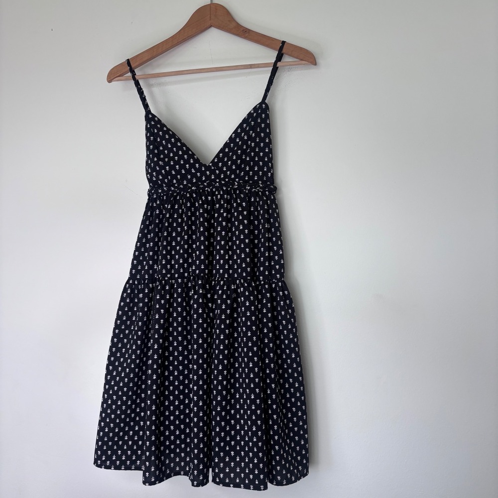 NWT‎ Nectar Black Floral Babydoll Sundress Tie Back Summer Dress Size Small